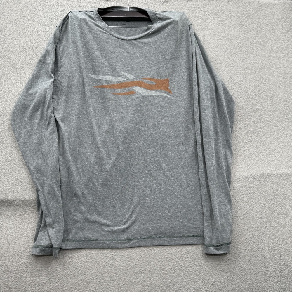 Sitka Shirt Mens Large Gray Long Sleeve Logo Graphic Tee Tagless Outdoor